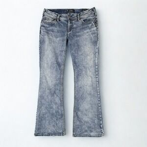 Silver Jeans Womens 32 Suki Mid Bootcut Blue Flap Pocket Y2K Stretch Denim